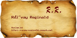 Révay Reginald névjegykártya